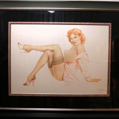 Alberto Vargas Print, Redhead in Pink, 84/200, Framed, Matted
