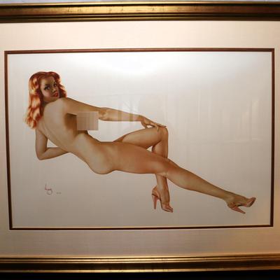 Alberto Vargas Framed Print, 86/200, Red-Haired Woman in Pink Heels