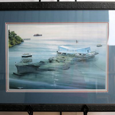 Signed Tom Freeman Art, USS Arizona Memorial Print, Hawaii, 1990