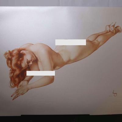 Alberto Vargas Unframed:  Redhead Laying Down On Stomach