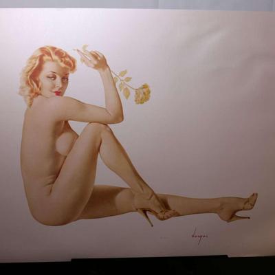 Alberto Vargas:  Redhead with Yellow Rose Unframed