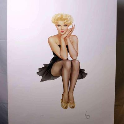 Alberto Vargas Unframed:  Blonde Pixie in Black Dress