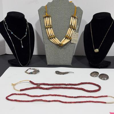 BE030 Native American Style Choker And Sterling Earrings 