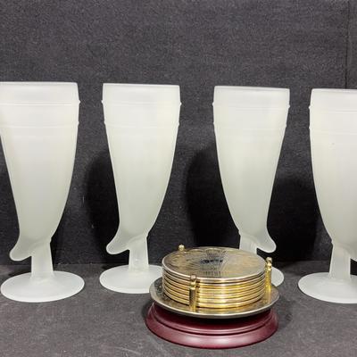 BG109 Vintage Frosted Horn Glasses