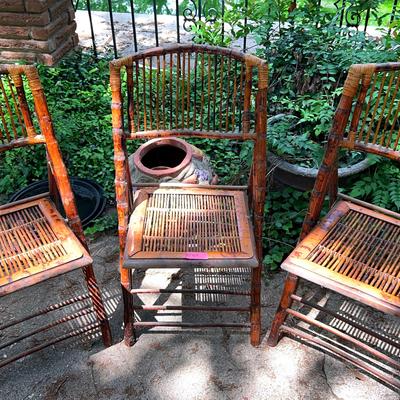 AT407 Three Foldable Bamboo Chairs