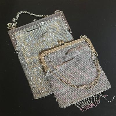 1900s Edwardian French Steel Cut Beaded Handbags, “Wounded Birds” State