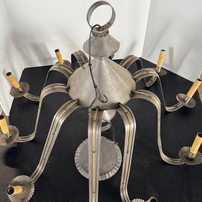 Two Vintage Colonial Style Tin Chandeliers 