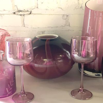 Purple And Pink Glass Decor