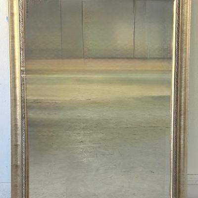 Large Rectangular Mirror With A Muted Gold- Tone Border 