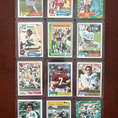 Vintage Football Cards. Joe Montana, Jerry Rice, Lawrence Taylor Rookies