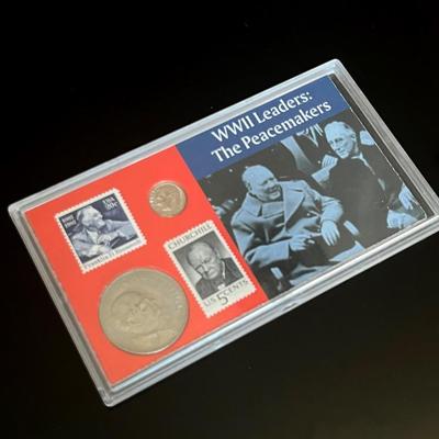 WWII Leaders: The Peacemakers, FDR and Churchill Coins and Stamps 
