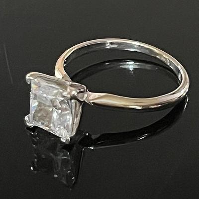 14K White Gold Princess Cut Moissanite Solitaire Ring