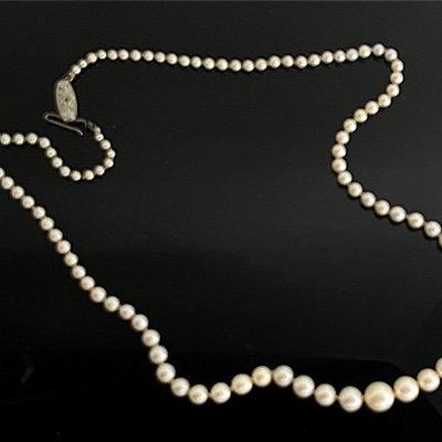 Antique Genuine Cultured Pearl Necklace, Marked