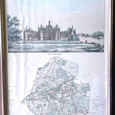 Print  Of 1821 Chateau De Chambord Park Map