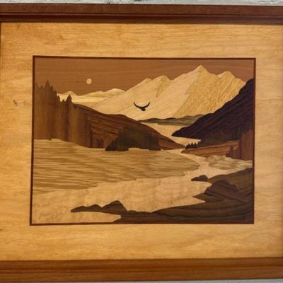 Hudson River Valley Inlaid Wood Marquetry Art Piece