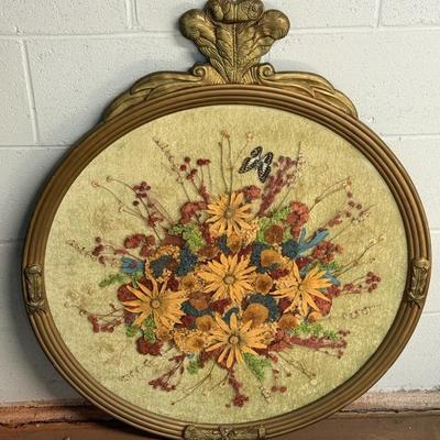 Large Framed Dried Flower Art Arrangement 