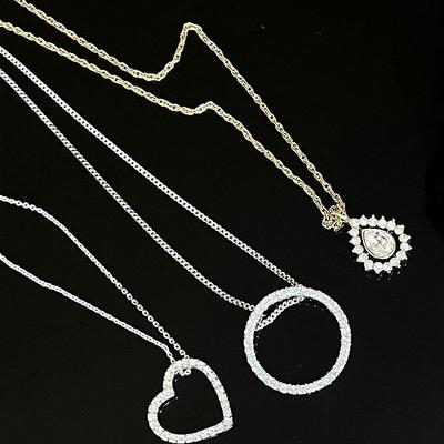 Moissanite and Crystal Pendant Necklaces (3)