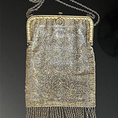 1900s Edwardian Era French Steel Cut Beaded Purse