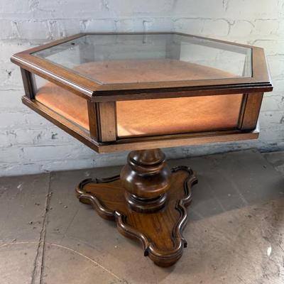 Brandt Furniture Hexagonal Glass Top Curio Table