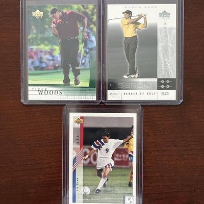 Tiger Woods Rookie Golf Card, Sergio Garcia, and Mia Hamm Cards