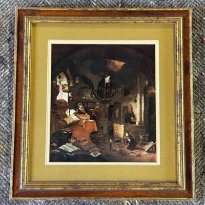 Vintage Framed Print ‘An Alchemist In His Laboratory’ After Thomas Wyck