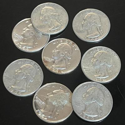 Washington Silver Quarters (8) 90% Silver 