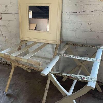 Vintage Scheibe Folding Luggage Rack With Mirror And Luggage Rack