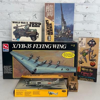 Boxed Vintage Models (6) Including Military& Plane, Mostly New Old Stock