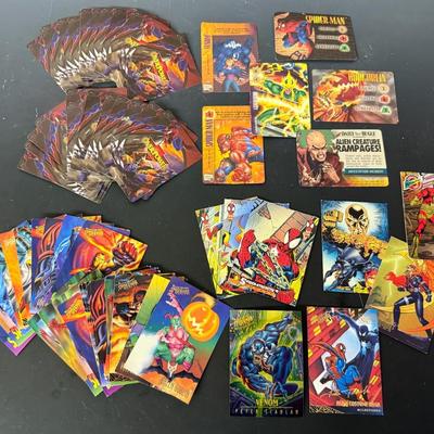 Vintage Marvel Trading Cards (70+) With Fleer Ultra & OverPower Promos