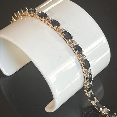 14K Yellow Gold 38 Diamond 20 Genuine Sapphire Bracelet 