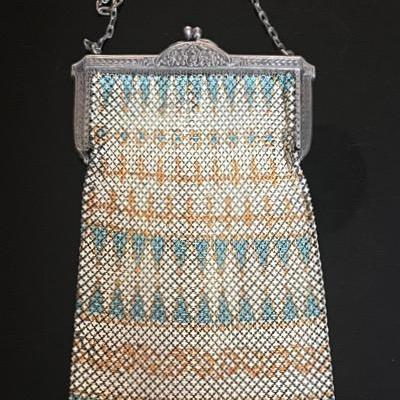 1920s Art Deco Enameled Mesh Purse