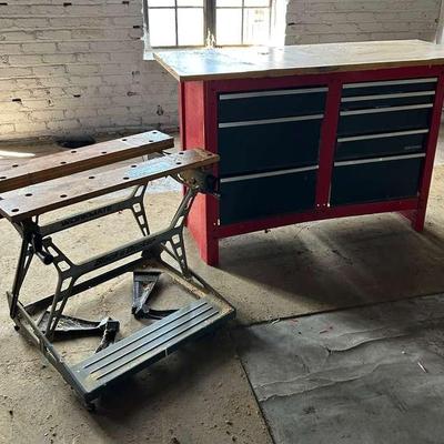 Workmate Saw Stand & Craftsman Tool Bench w/ Contents