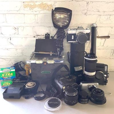 Vintage Teleconverter. Mamiya/Secor Camera, Olympus 35mm, 4 Lenses And Equipment 