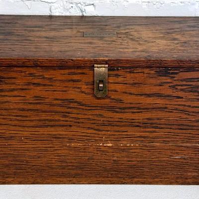 Antique Wooden Photo, Letter Or Stationery Box With Name Tag For “E.L. Jones”