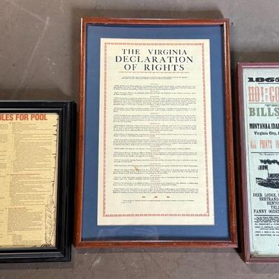 Vintage Reproduction Historical Style Wall Decor Pieces (3) 