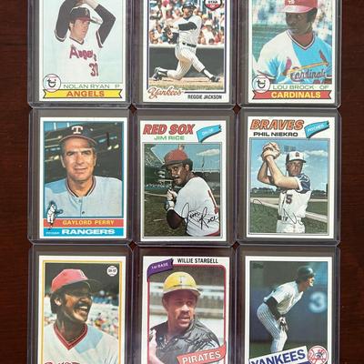 Vintage Baseball Cards. Nolan Ryan, Reggie Jackson, Lou Brock, and More