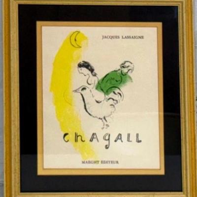 Marc Chagall ‘Rooster With Crescent’ 1957 Original Color Lithograph 