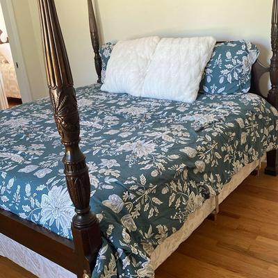 Mahogany Rice Bed with Mattress & Bedding