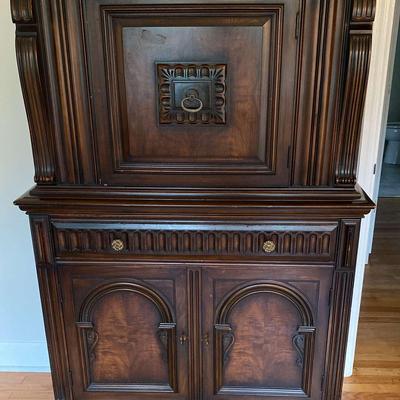 Hathaway’s New York Carved Wooden Cabinet with Ornate Detailing