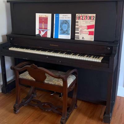 Gulbransen Upright Piano with Bench & Music Books