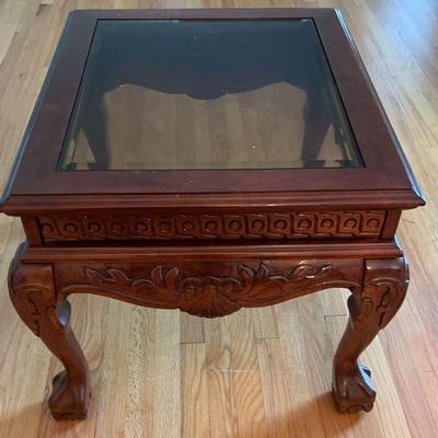 Dark Wood Glass-Top Table