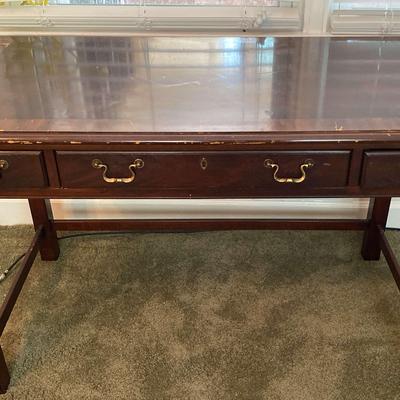 Drexel Vintage Wooden Writing Desk with Brass Hardware