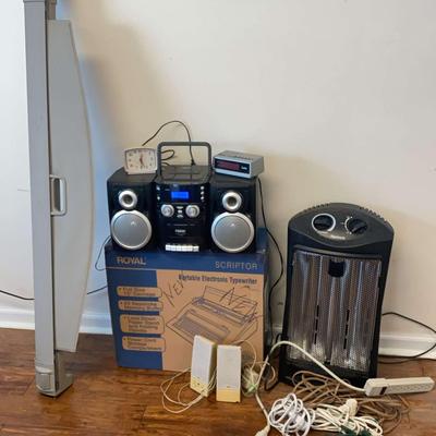 Electronics & Household Variety Lot – Typewriter, Heater, Stereo & More