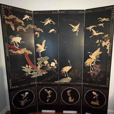 NFF027 Vintage Coromandle Four-panel Lacquer Screen