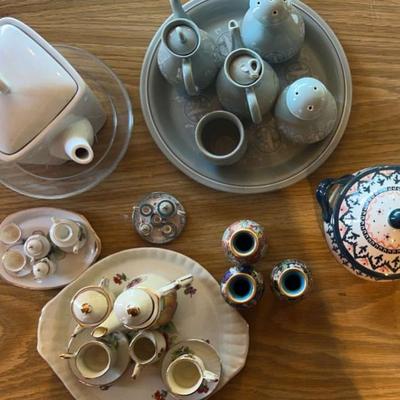 NFF006 - Miniature Antique Tea Sets & Cloisonne Vase