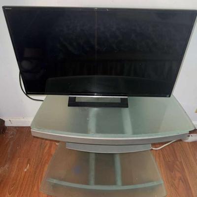 NFF044 Double Layered Glass Nightstand with Sony TV
