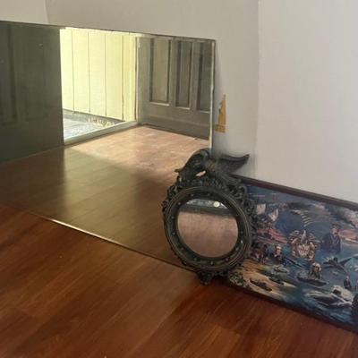 NFF142- Large Mirror & Framed Art W/ Small Mirror