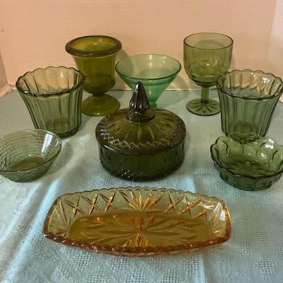 Avocado Green & Amber Glassware