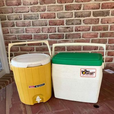 Vintage Coleman Roundabout Water Cooler & Oscar Cooler 