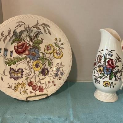 Vernon Kilns Mayflower Serving Plate & Pitcher